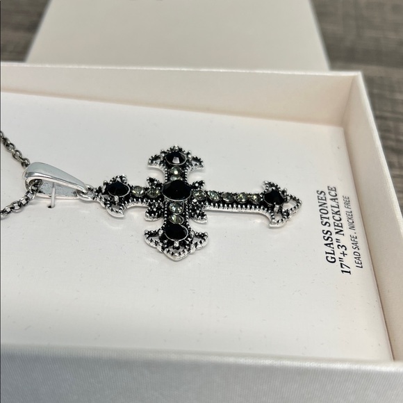 Piper K | Black & Silver Cross Necklace - Picture 5 of 9